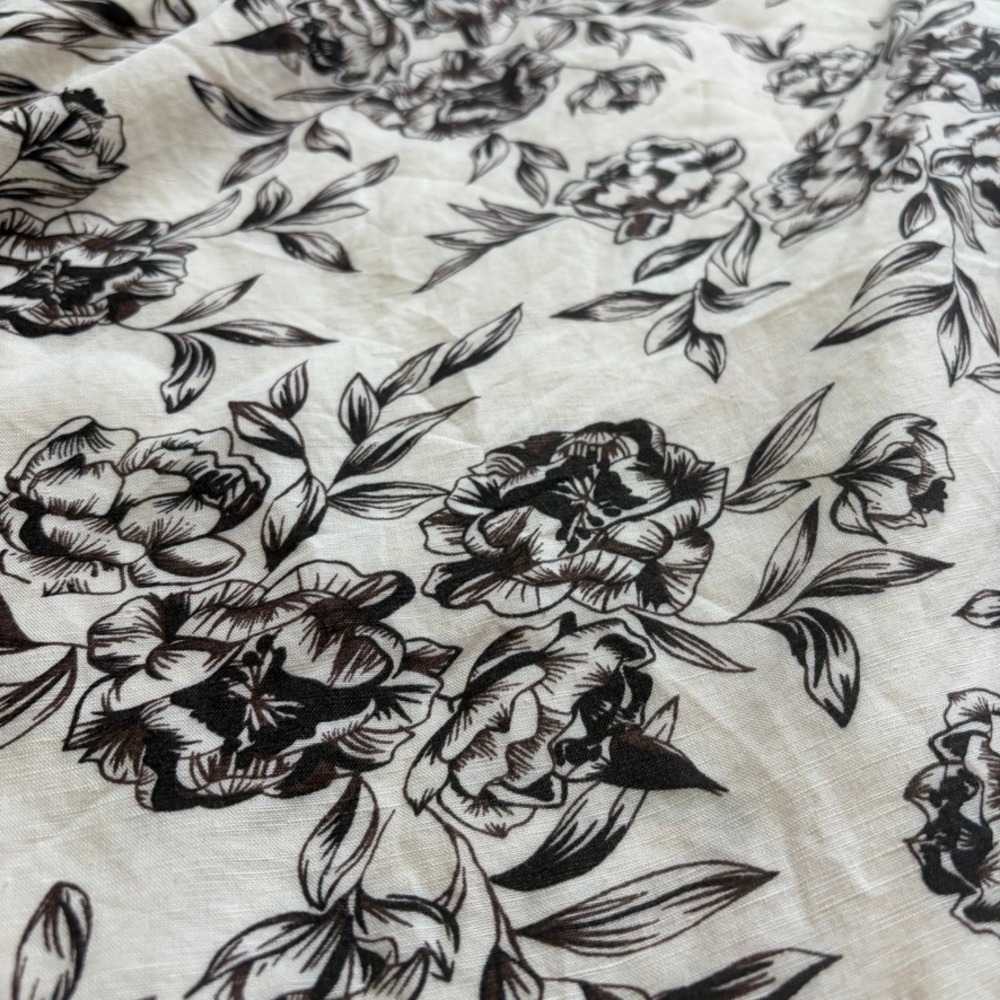 Ann Taylor Babydoll Midi Dress Womens 4 Cream Brown Floral Chic Romantic English - Picture 5 of 7